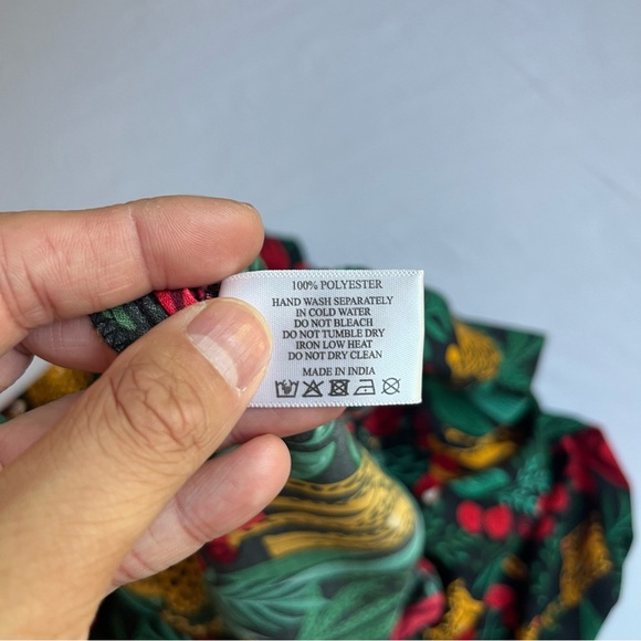 AMERICA & BEYOND black green tropical jungle animal leopard floral wide leg - Picture 7 of 7